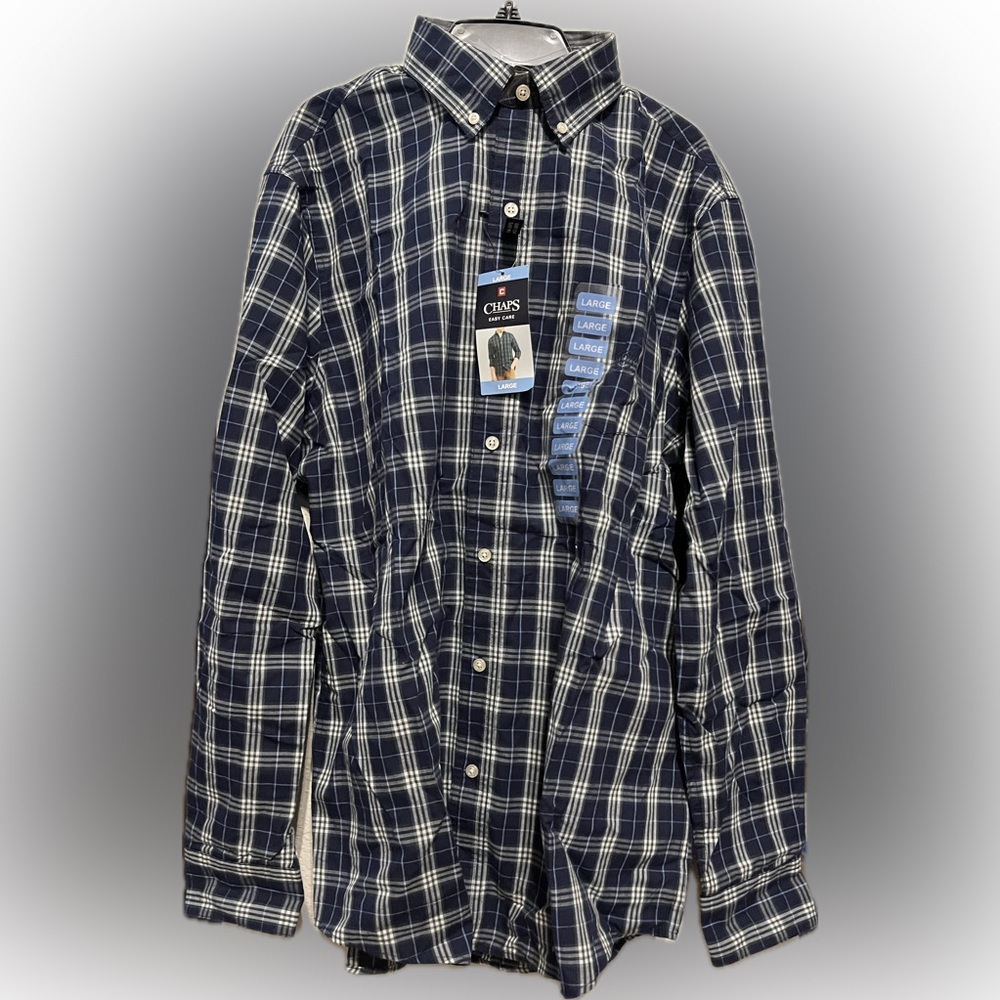 Chaps Navy Plaid Button-Up Shirt